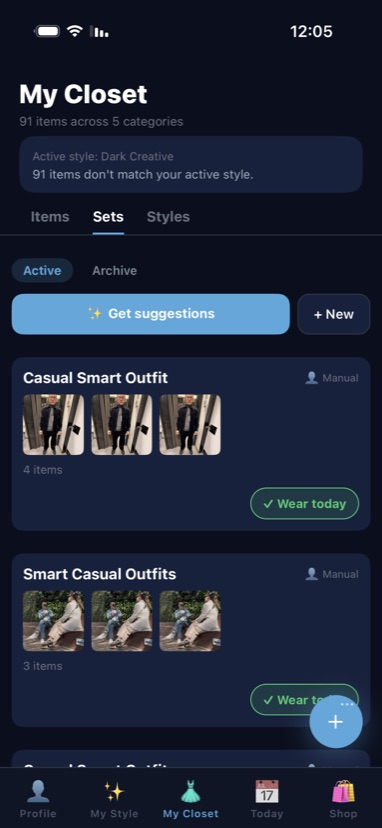 Style assessment screen